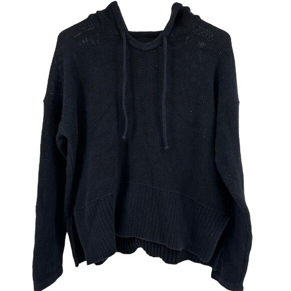T Alexander Wang Hoodie Knit Sweater Relaxed Pullover 100% Cotton Black Small - Picture 1 of 4